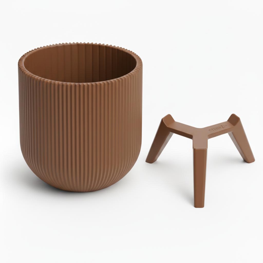 Brown flowerpot with legs, Scandinavian modern cover
