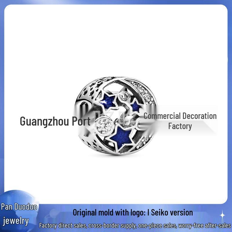 Pandora-Style White Copper Beads: Blue Series Heart of the Ocean & Dream Catcher Pendants