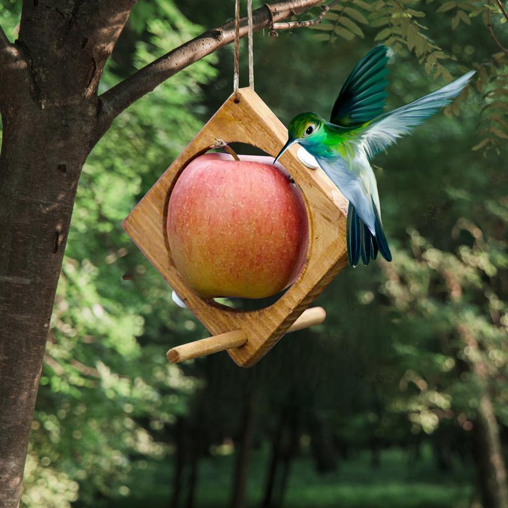 Parrot Toy Bird Fruit Fork Wooden Bird Feeder Fruit Basket Swing Stand