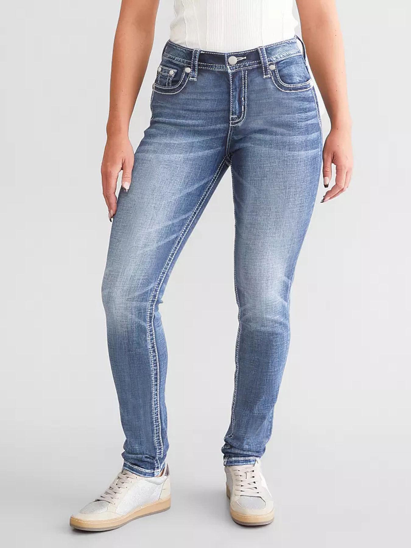 Women s Slim-fit Embroidered Denim Jeans XXL