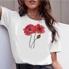 Akvarel Poppy Women Harajuku s krátkým rukávem Fun Cartoon Top Trička Žena