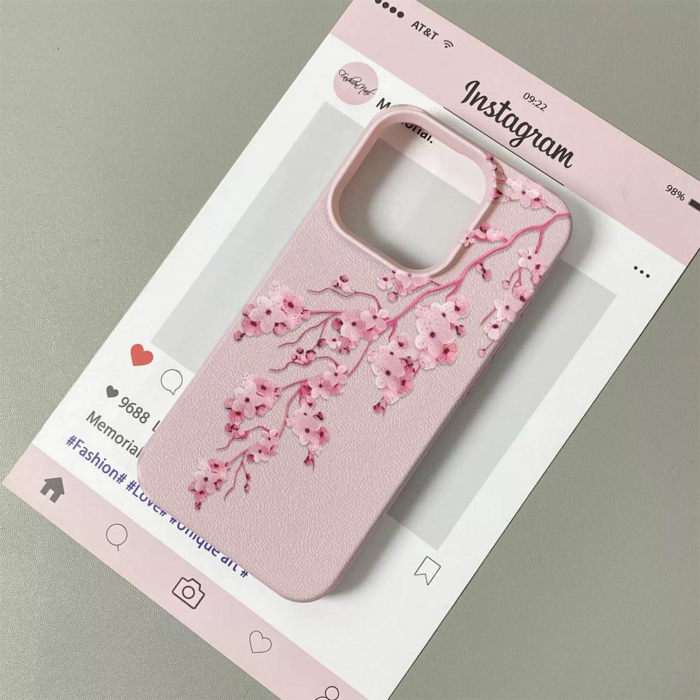 Rosa Pfirsichblüten Silikon Handyhülle für iPhone 17 Pro Max Hülle iPhone 16 15 14 13 12 11 17E Pro Max Gummi Schutzhülle