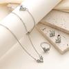 V-Shaped Heart Diamond Necklace, Bracelet, Earrings, and Ring Set - Elegant and Fashionable 4-Piece Collection