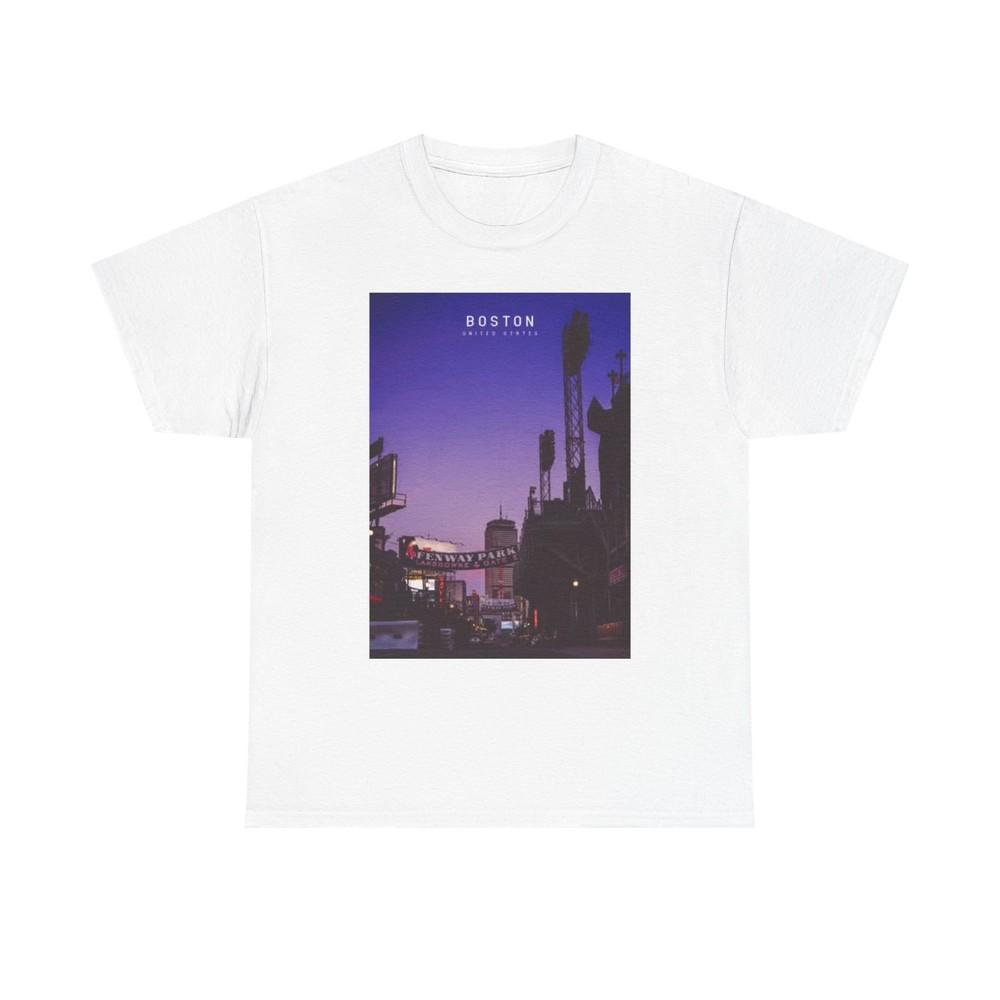 Boston Skyline Grafické Tričko Retro Letní Noci Unisex Těžké Bavlněné Tričko