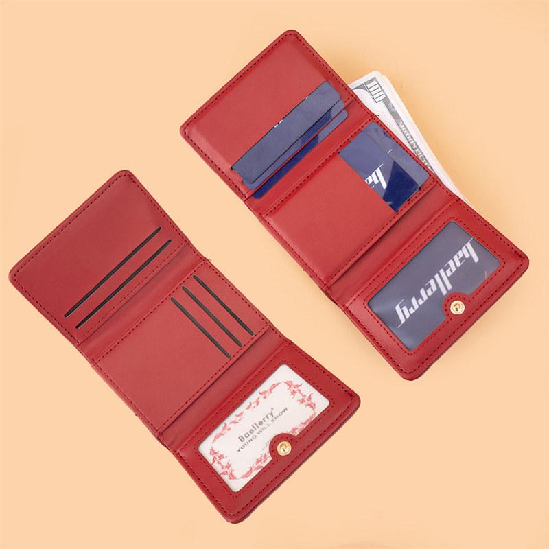 Baellerry Fashion Short Wallets for Women Artificial Leather Tri-fold Purse Classic Card Holder Money Bags