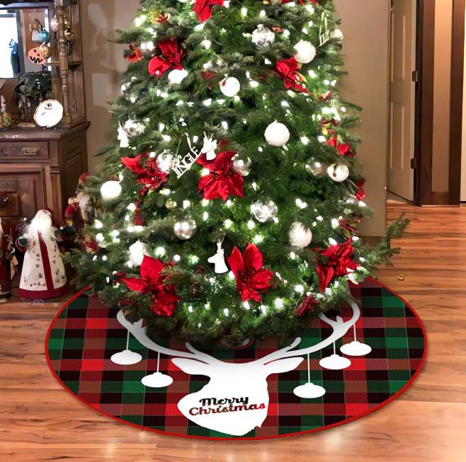Christmas Carpet In Red With A Reindeer Pattern