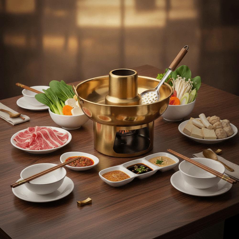 Doppelohr Edelstahl Kleiner Hot Pot Verdickter Holzkohle Hot Pot Tragbarer Dessert Hot Pot Camping