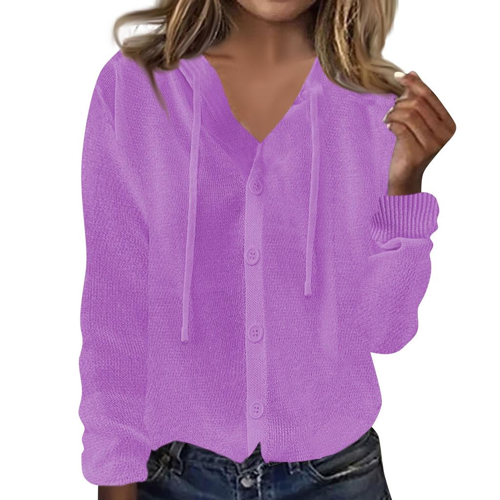 Damenmode Strick Cardigan Top Locker Langarm Sonnenschutz Kapuzenjacke