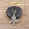 A zircon lucky butterfly pendant necklace for women crystal inlaid shiny temperament jewelry party gift