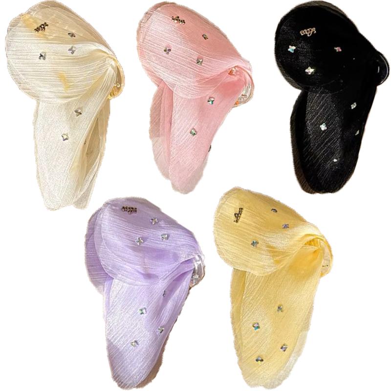Snow Mist Butterfly Bright Tulle Butterfly Hair Clips Women's French Neck Shark Clip Hair Accessories