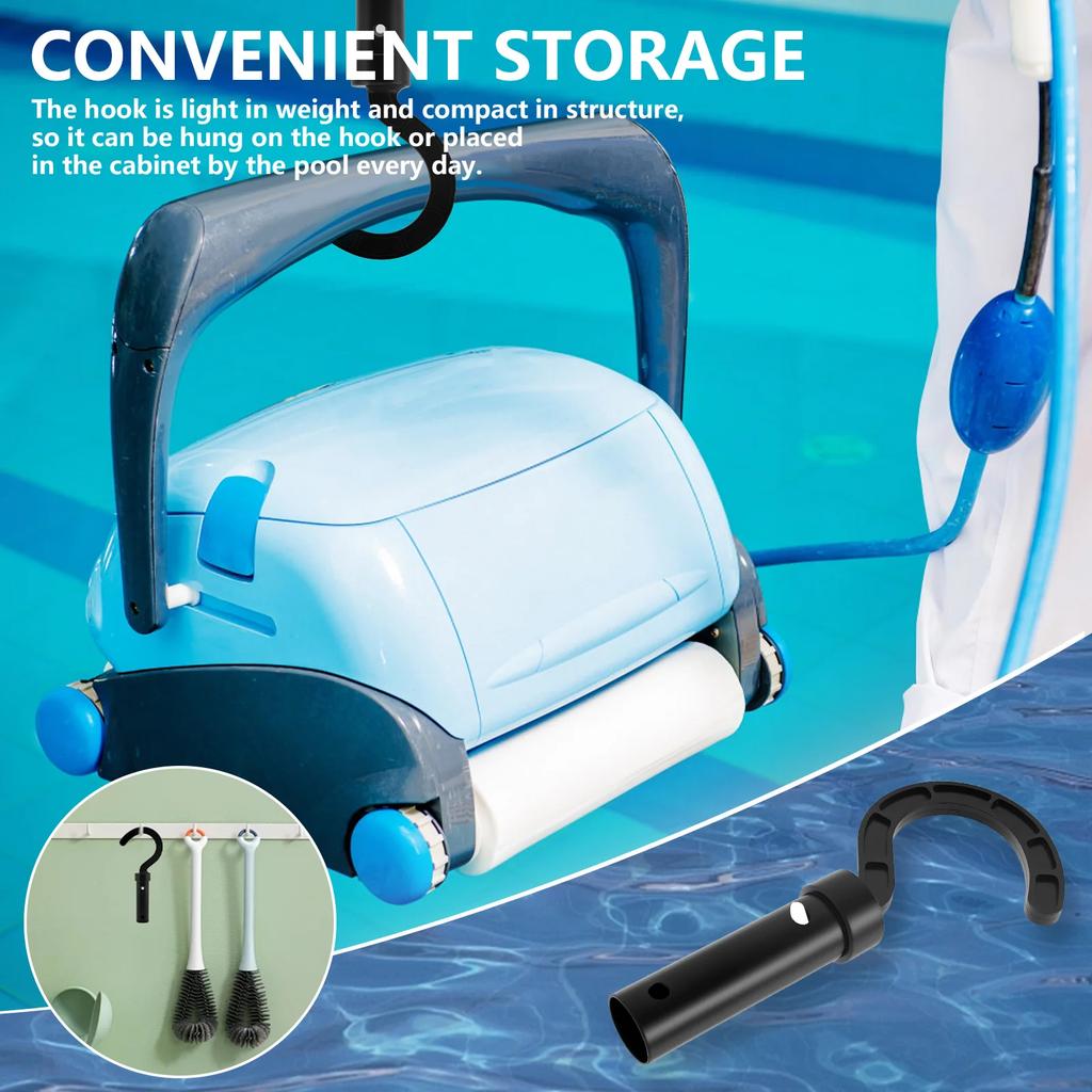 4Pcs Robotic Pool Cleaner Hook Universal Swimming Pool Vacuum Robot Telescopic Pole Hook Replacement Parts Accessories Black