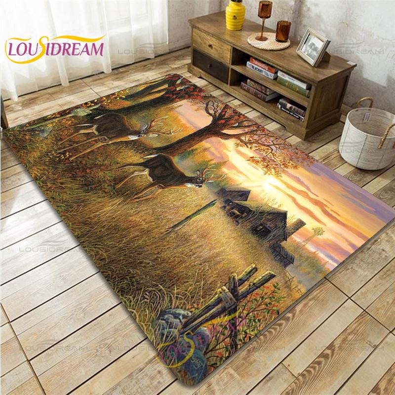

Wild Animals Deer Wildebeest Carpet for Living Room Bedroom Rug Kitchen Door Kids Unslip Floor Mats Birthday gift Alfombra Rug 40x60cm