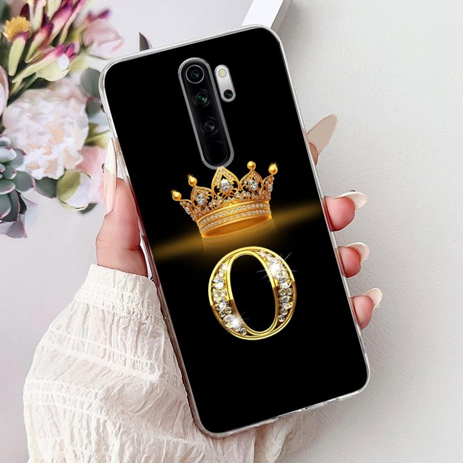 Fashion Crown Initial Letter Case For Xiaomi Redmi Note 8 Pro Note8 8T Soft Silicone TPU Cover For Redmi Note 8 8Pro Phone Cases