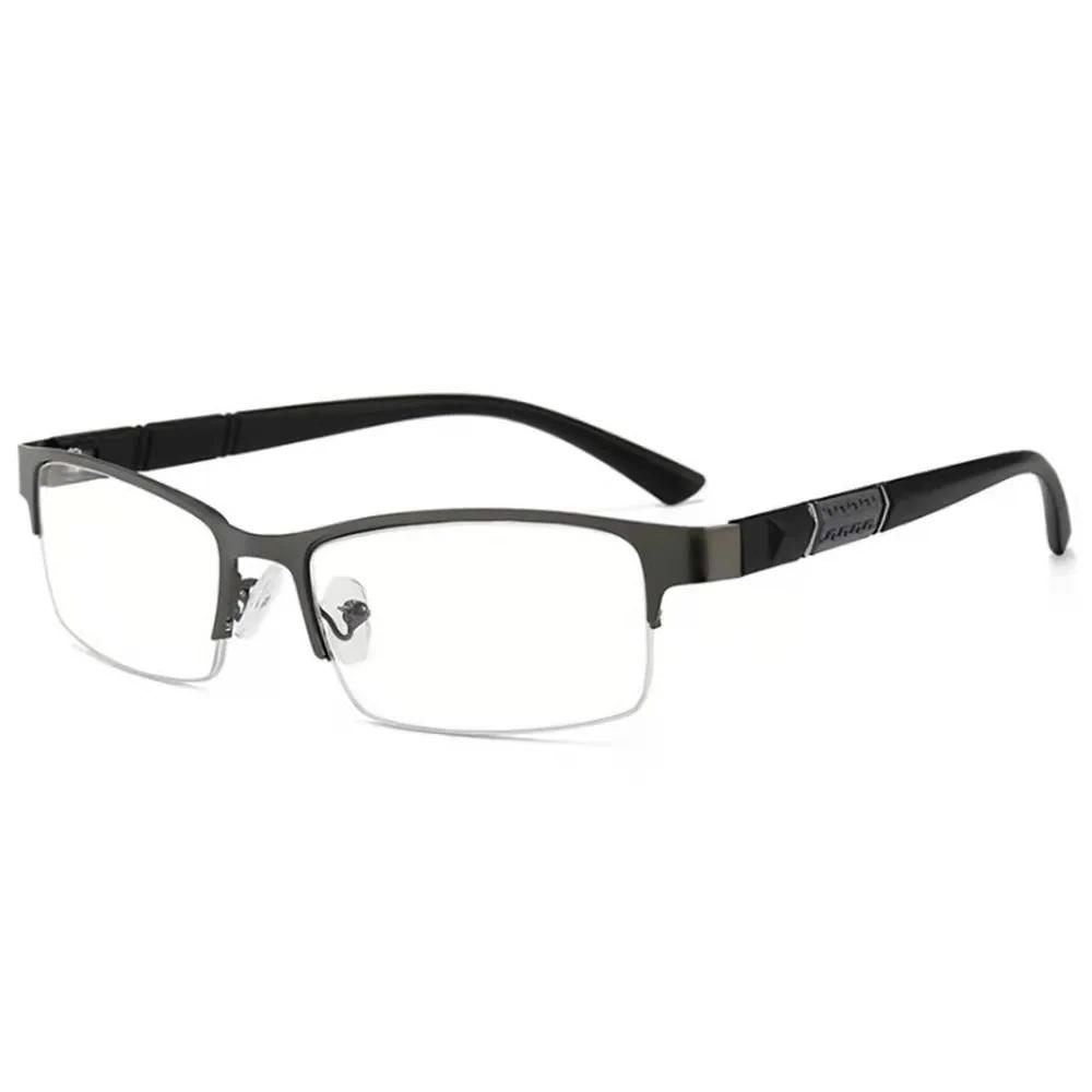 Neue Metall-Lesebrille mit Blaulichtfilter Business Halbrand Klassische Alterssichtigkeit Brille Anti-Ermüdung Senioren Fernsichtbrille