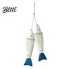 Ocean Inspired Wall Art Rustic Nautical Wooden Fish Decor Coastal Beach Style Hanging Theme Room Decorations Ornament with Fishing Net for