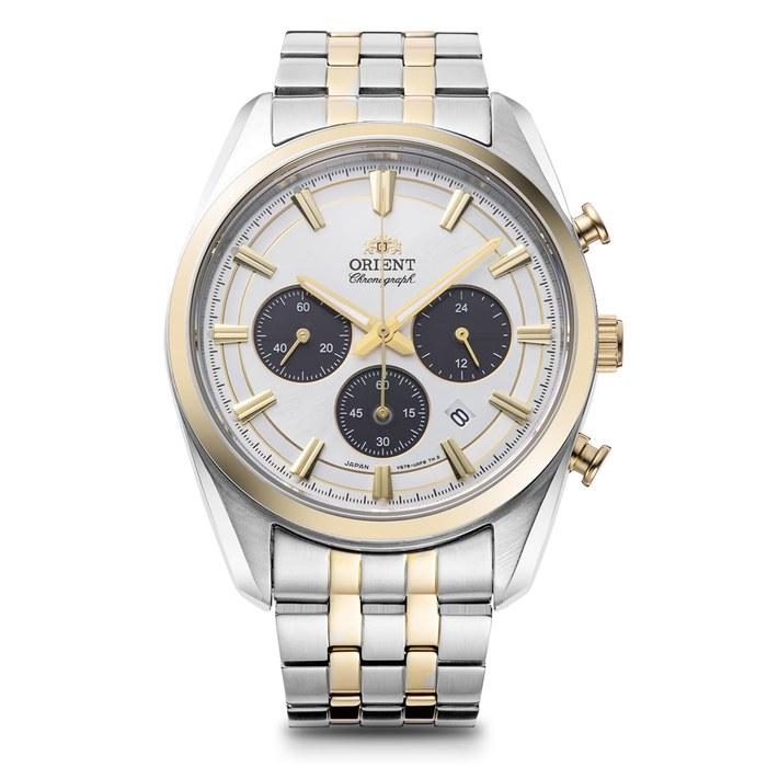 [Orient] Orient Stretto RN-TX0302S Solar Chronograph – White (Combination Band)