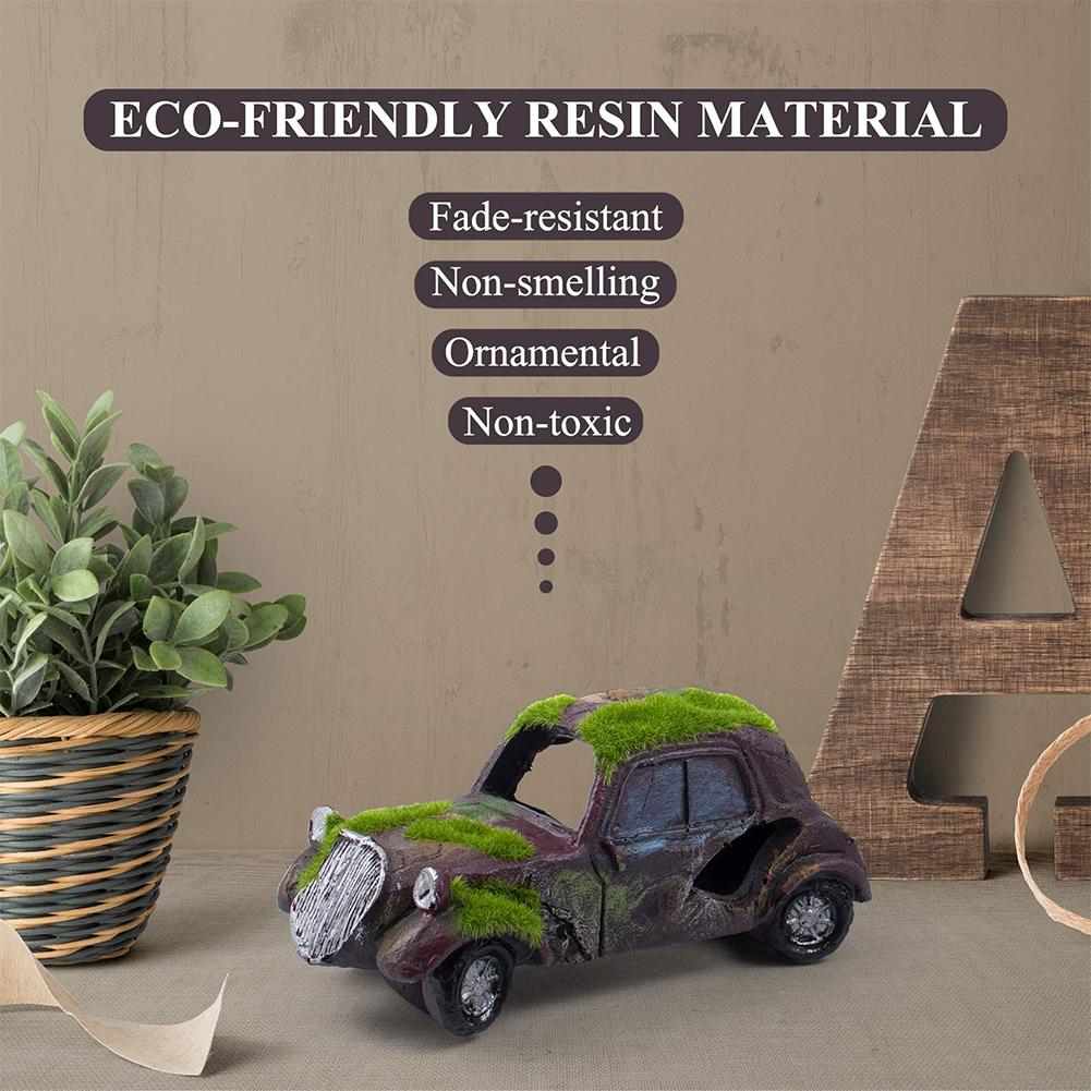 Ornements Mousse Voiture Ancienne Vintage Cachette Grotte Abri Mise en Scène Accessoire Aquarium Bac à Poissons Paysage Décoration Fournitures