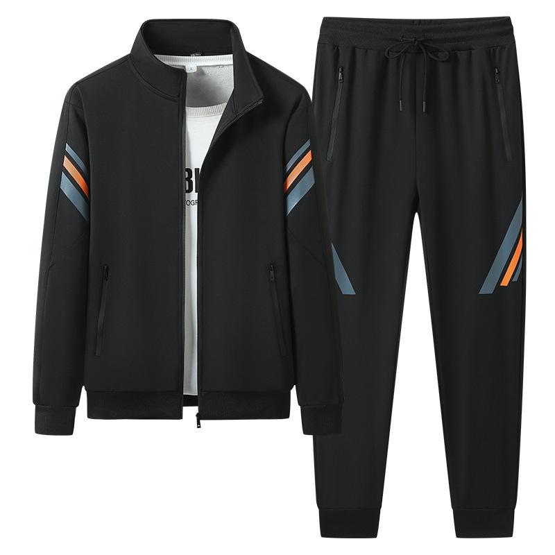 

Men s Sports Two-piece Casual Spring And Autumn Iong Sleeve Cardigan Sweatshirt Trousers Outdoor Sports Suit Men s Sportswear M чёрный