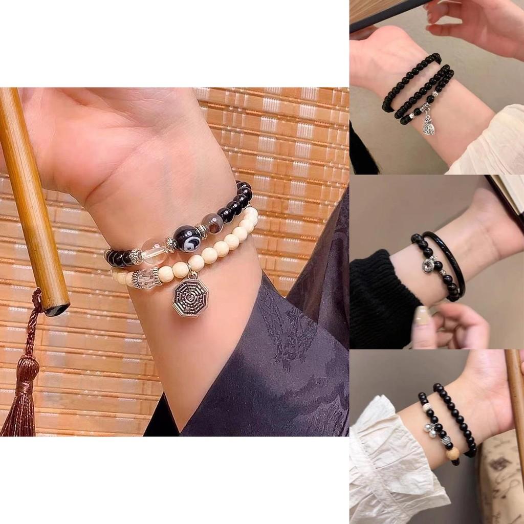 Elegant Chinese Style Black Beaded Bracelet For Women Perfect For Gifting