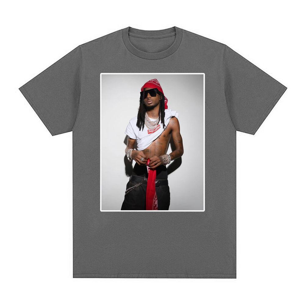 Playboi Carti Inspirerad Streetwear T-shirt Vintage Stil Rap Estetik T-shirt Män Kvinnor Hip Hop 100% Bomull Oversized T-shirt