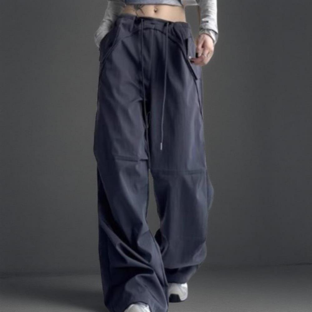 New Arrivals Open Run Women Hip Mood Cut String Pocket Wide Pants