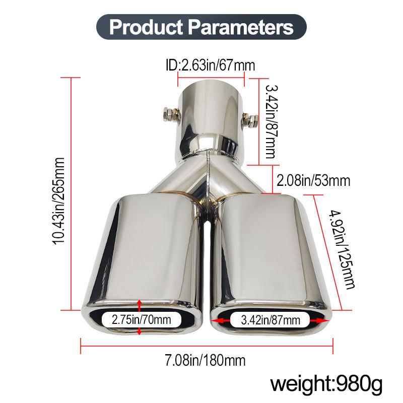 Toyota Alphard 40 Series Dual Outlet Square Exhaust Tip Tailpipe