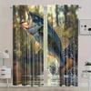 2pcs Classic Bass Fishing Thermal Blackout Curtains - Vibrant Fish Design, Insulated Polyester Drapes for Standard & Large Windo