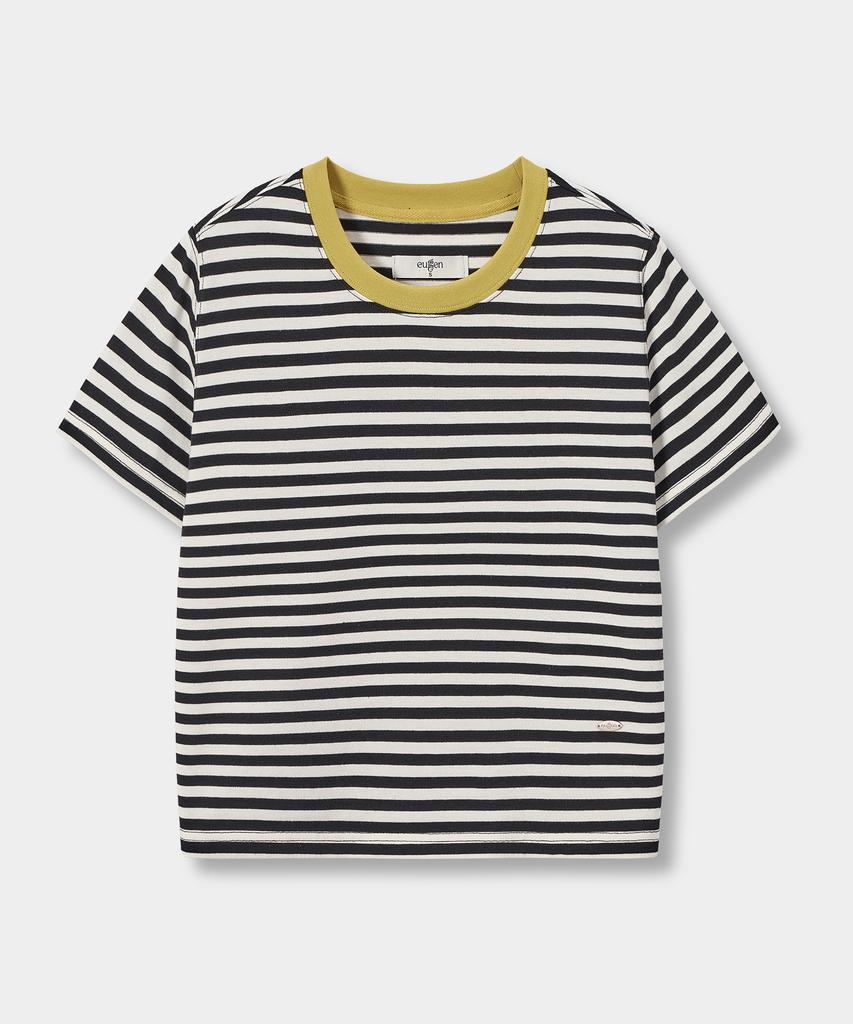 Yujen Ribbed Color Block Stripe Short Sleeve T-Shirt_4 Color