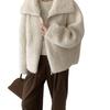 Women's Lambswool Coat: Autumn Winter 2025 New Loose Slimming Casual Plus Velvet Thickened Leather-Fur Integrated Top