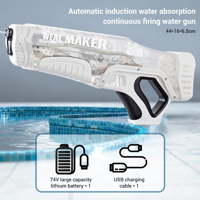 

2024 полностью автоматический электрический водный пистолет индукционный игрушечный пистолет для детского плавания на открытом воздухе на пляже летом белый