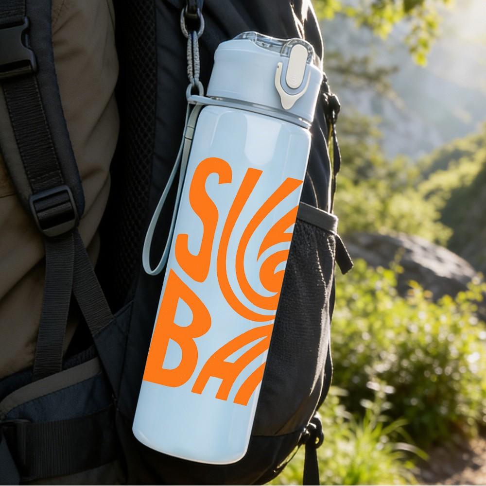 1PC Surf Band Swirl Wave Pattern 750ml Color Plastic Sports Water Bottle Leakproof Flip Straw Lid Suitable for Sports Office Home Use