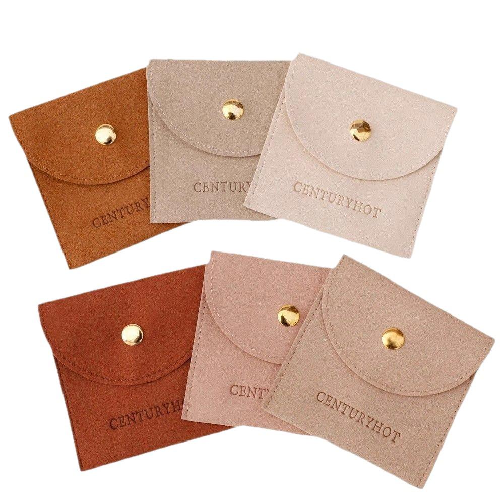 Luxury Microfiber Jewelry Bag with Snap Button for Necklaces, Rings, Earrings - Dustproof Accessory Storage.