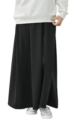 JANJAM Plus Size Long Warm Fleece Elastic Solid Size 5L Women's Skirt, Lining, Waist, Color, A-Line Bottoms, Black,