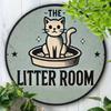 Round Metal Poster Cat Wall Art Bathroom Decor Aluminum Gift