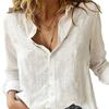 Plus Size Women Casual Oversized Lapel Button Up Shirt Long Sleeve Top for Spring Fall