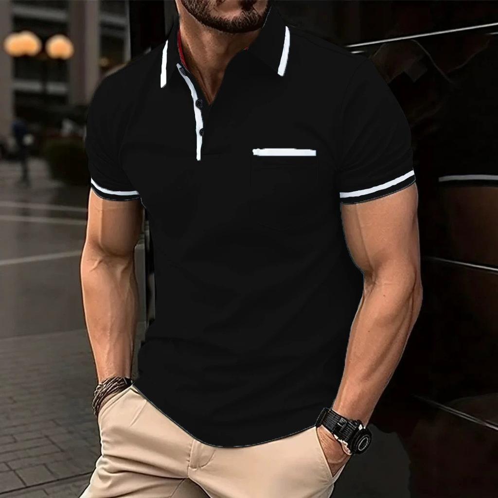 Men Summer Short Sleeve Fashion Loose Pure Color Polo Shirt Men High Elasticity Sport Comfortable Golf Polo Shirt Tops