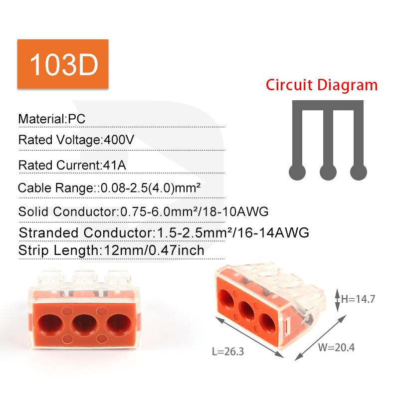10 buc Conector Universal Compact pentru Cablaj, Conductor, pentru Cutie de Joncțiune cu Conexiune prin Pârghie, Bloc Terminal Push-in 0.75-6mm2