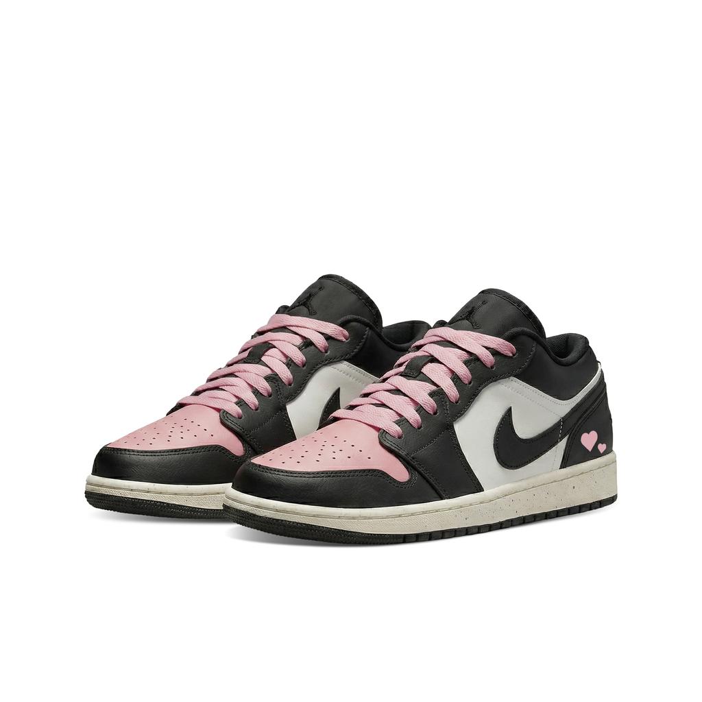 Jordan Air Jordan 1 Abrasion Resistant Low Top Vintage Basketball Shoes Women's Black White Pink 553560-081(Team577-S-BOX)