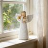 Resin Angel Figurine White-Winged Design Love and Serenity Angel Ornament Modern Nordic Guardian Angel Figurine