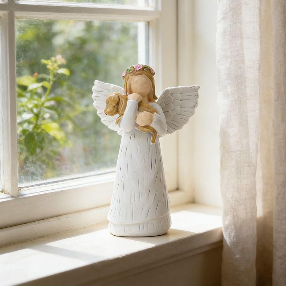 Love and Serenity Angel Ornament Resin Guardian Angel Figurine  for Valentine's Day Mother's Day