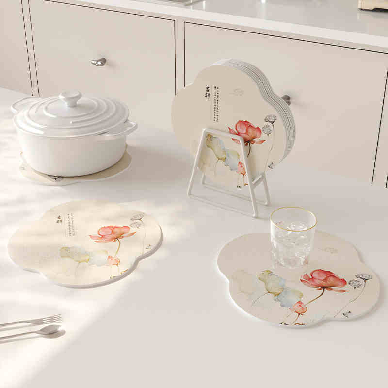 

Lotus Coasters Leather Dining Table Heat Insulation Waterproof Mats Household Tea Cup Anti-scald Non-slip Mat Home Coaster