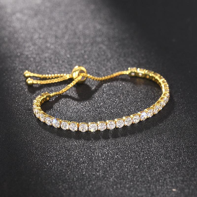 Luxury Jewelry Cubic Zircon Ice Cut Adjustable Chain Bracelet Square Tennis Bracelet for Men Women Unisex