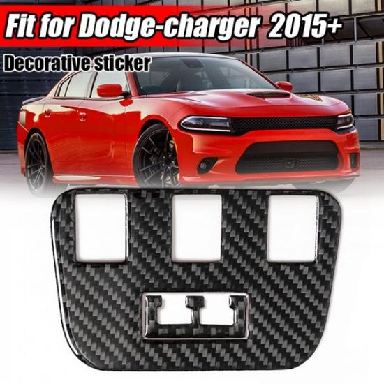 Carbon Fiber Rear Center Console W/ USB Cover Trim 4x For Dodge Charger 2015-22