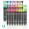 12pcs Double Ended Art Marker Pens Set, Suitable for Artist Fine & Brush Coloring Markers, Random Colors