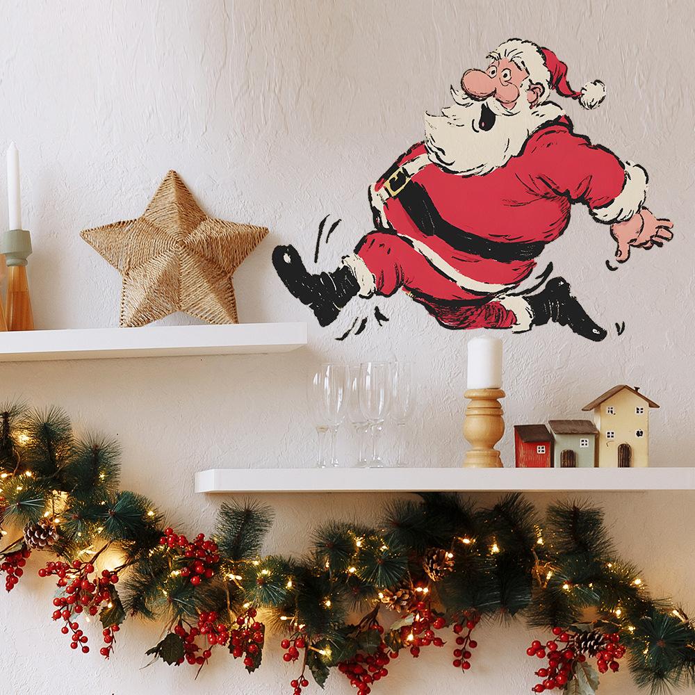 Personalisierte Laufender Weihnachtsmann Weihnachtsatmosphäre Heimdekoration Wandaufkleber