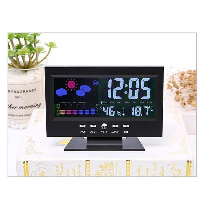 Multi-functional Digital Weather Station Clock Indoor Thermometer Hygrometer Calendar for Home Bedroom Office Daily Use