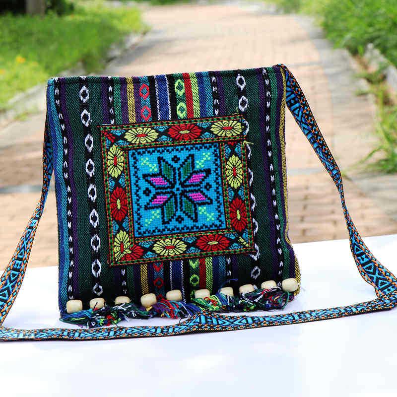 Yunnan Ethnic-Style Hand-Woven Embroidered Crossbody Bag for Women
