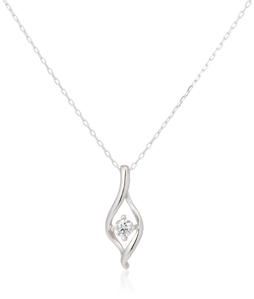 Estelle Official [Amazon.co.jp Exclusive] Women's Necklace, 10K White Gold with Diamonds and Drop Motif, 0344-1406-0015-0000