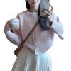 Crew neck sweater women's autumn new temperament lace knitted cardigan jacket top women