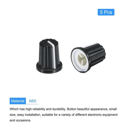 uxcell Potentiometer Control Knob, ABS Guitar Knob for Electric Guitar, Power Amplifier, Stereo, Bass, 6mm D-Type Shaft, 270 Degree, Black, Pack of 5